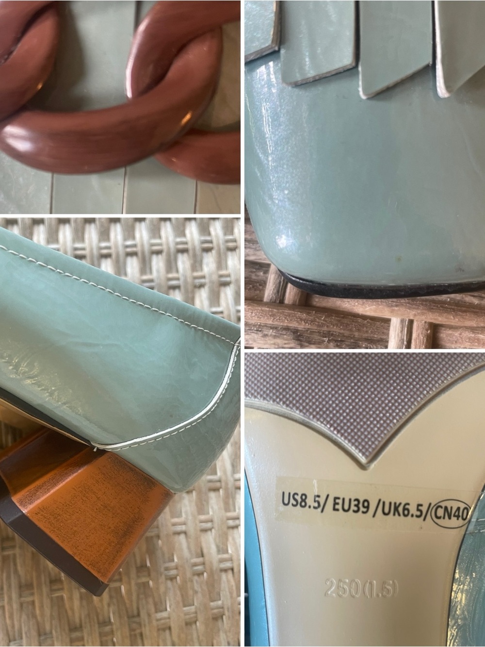 Loafers Teal Patent Chain | Equestrian Chic Preppy Cottage Academia Quiet Luxury - Picture 14 of 16
